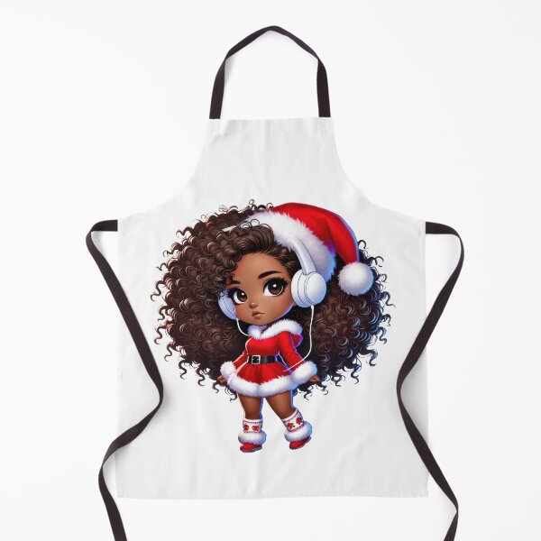 Item preview, Afro Christmas Girl in Santa Dress with Headphones designed and sold by Lulunza.