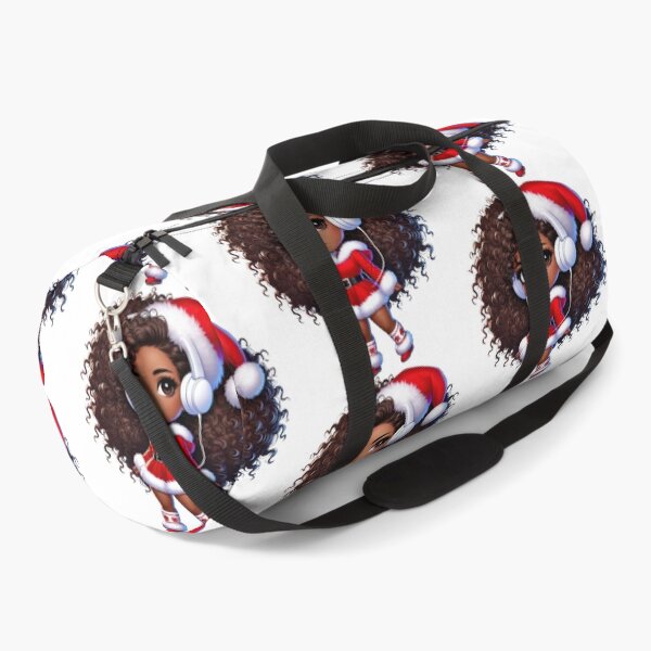 Item preview, Afro Christmas Girl in Santa Dress with Headphones designed and sold by Lulunza.