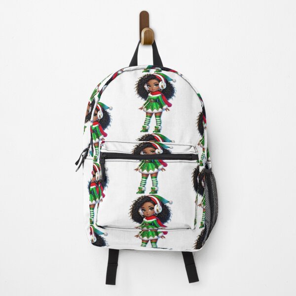 Item preview, Afro Christmas Girl in Green Elf Dress with Headphones designed and sold by Lulunza.