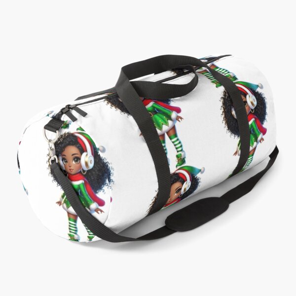 Item preview, Afro Christmas Girl in Green Elf Dress with Headphones designed and sold by Lulunza.