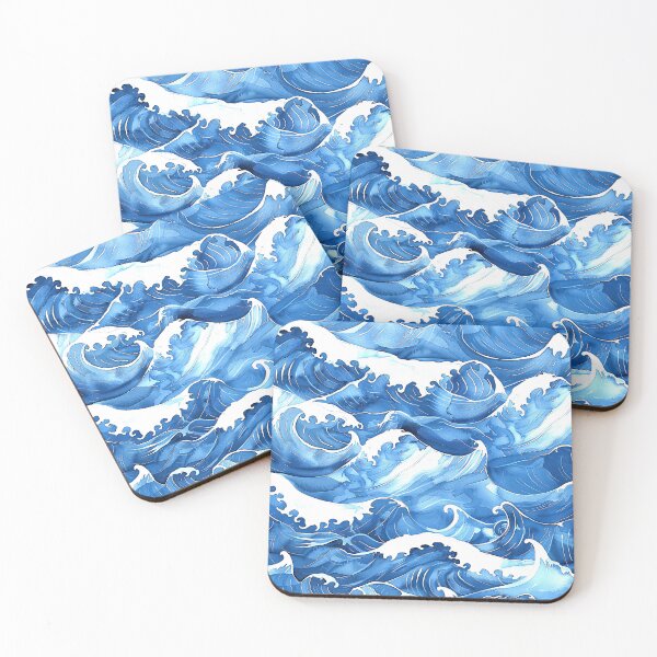 Item preview, Big Blue Japanese-Style Crashing Waves Exotic Pattern designed and sold by DEC02.