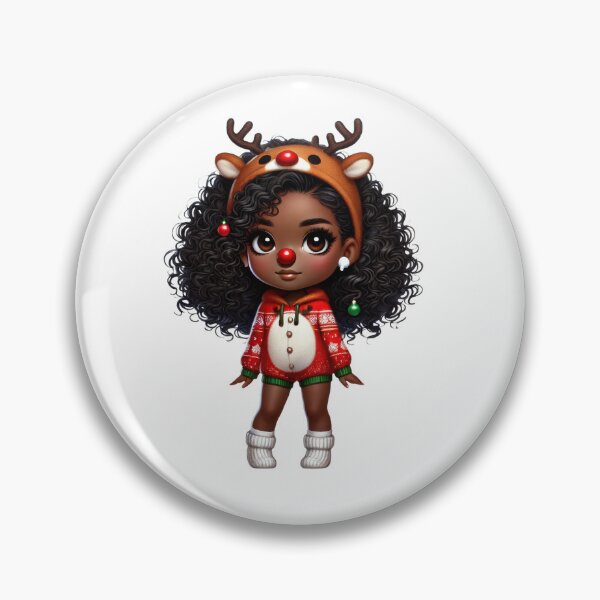 Item preview, Afro Christmas Girl in Reindeer Costume with Red Nose designed and sold by Lulunza.
