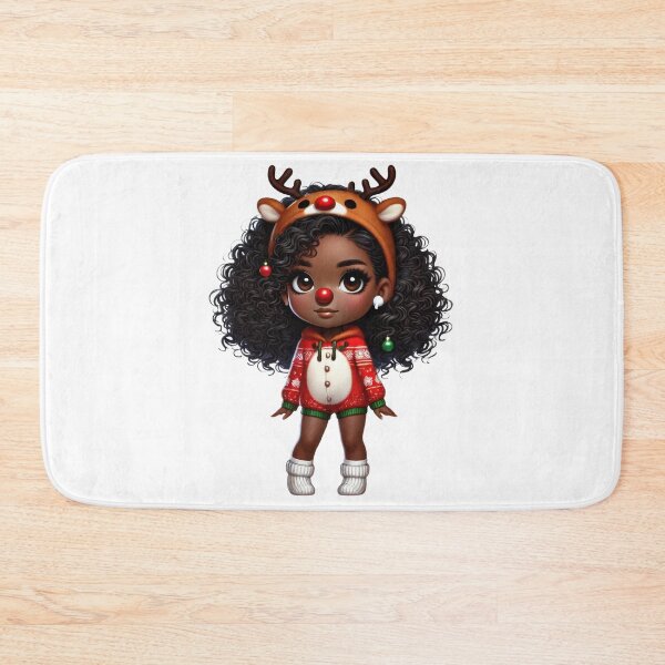 Item preview, Afro Christmas Girl in Reindeer Costume with Red Nose designed and sold by Lulunza.