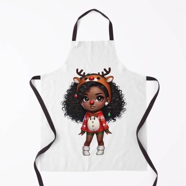 Item preview, Afro Christmas Girl in Reindeer Costume with Red Nose designed and sold by Lulunza.