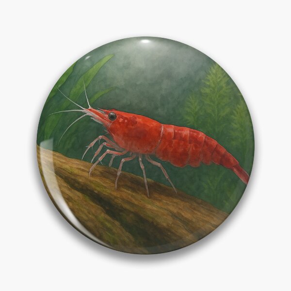 Item preview, Red Cherry Neocaridina Shrimp on Driftwood – Realistic Watercolor Aquarium Art designed and sold by Sarcastic Narwhal.
