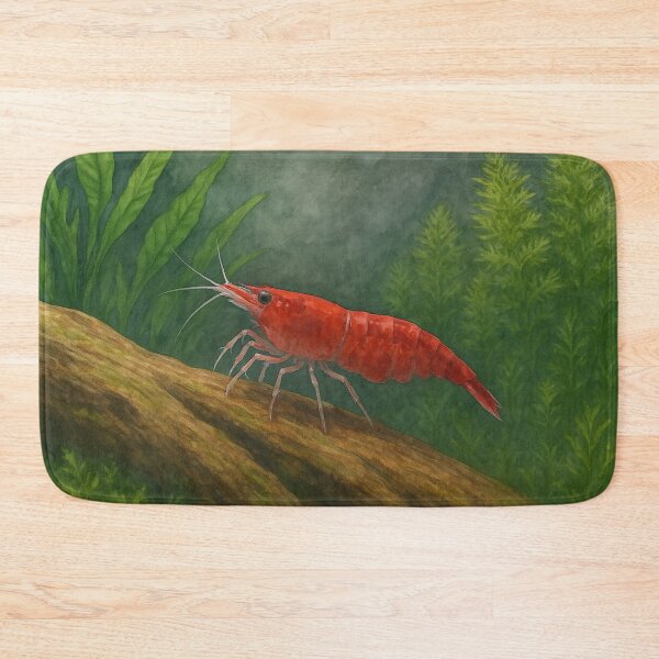Item preview, Red Cherry Neocaridina Shrimp on Driftwood – Realistic Watercolor Aquarium Art designed and sold by Sarcastic Narwhal.