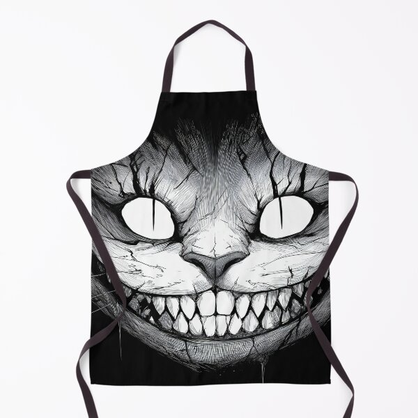 Item preview, Glowing Eyes Horror Cheshire Cat – Monochrome Grinning Feline Illustration designed and sold by Skolyak.