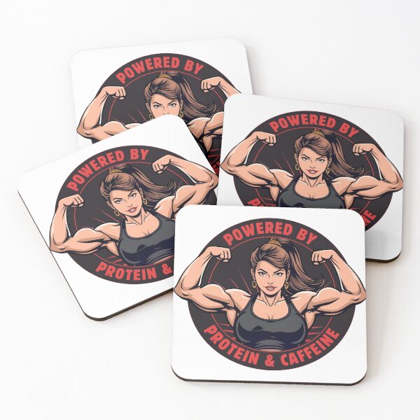 Item preview, Powered by Protein & Caffeine – Fitness Motivation designed and sold by No-Heart.