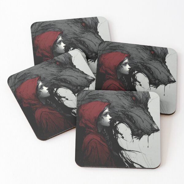 Item preview, Bound by Shadows – Red and the Wolf Dark Fairytale Art designed and sold by Skolyak.