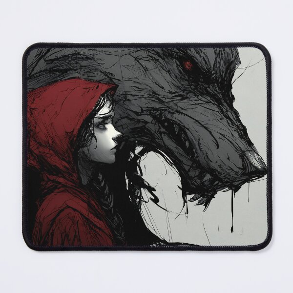 Item preview, Bound by Shadows – Red and the Wolf Dark Fairytale Art designed and sold by Skolyak.