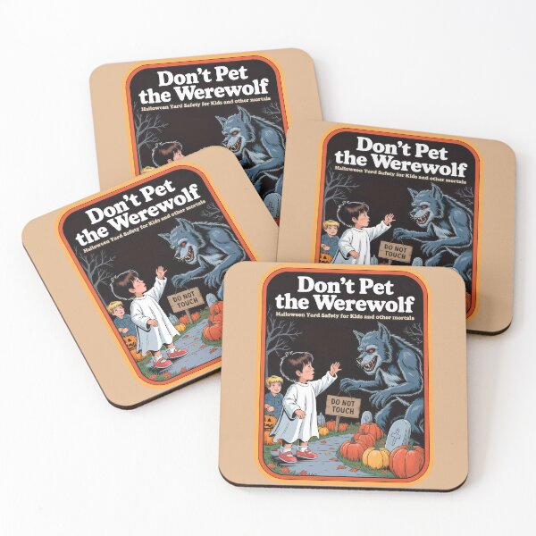 Item preview, Don’t Pet the Werewolf – Retro Halloween Safety Poster Parody designed and sold by DirtyGirlGraphics.