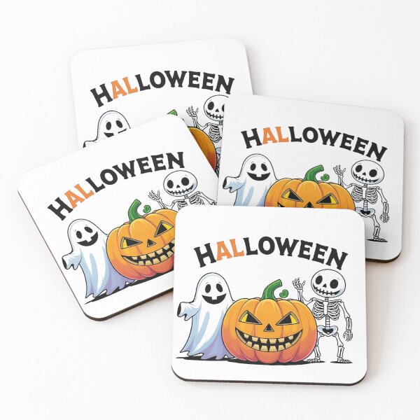 Item preview, Spooky Halloween scene with skeletons ghosts pumpkins and tombstones designed and sold by PWDigitalArt.
