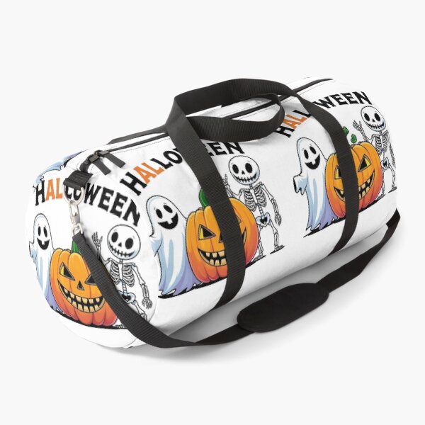 Item preview, Spooky Halloween scene with skeletons ghosts pumpkins and tombstones designed and sold by PWDigitalArt.
