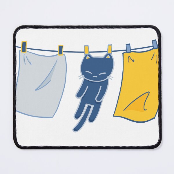 Item preview, Pudding the Cat Hanging on a Clothesline – Cute Kawaii Laundry Illustration designed and sold by Sleepy-Town.