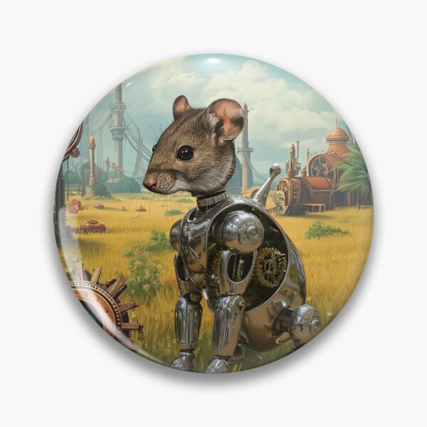 Item preview, Steampunk Cyborg Mouse – Mechanical Rodent in a Field Backdrop designed and sold by WildPawPrint.