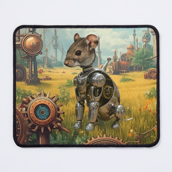 Item preview, Steampunk Cyborg Mouse – Mechanical Rodent in a Field Backdrop designed and sold by WildPawPrint.