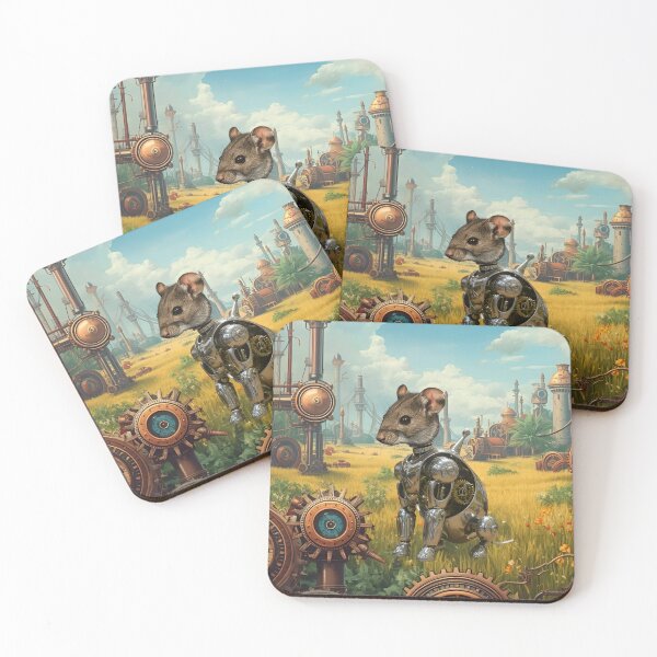 Item preview, Steampunk Cyborg Mouse – Mechanical Rodent in a Field Backdrop designed and sold by WildPawPrint.