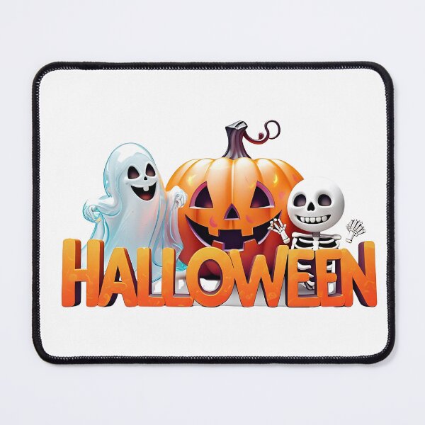 Item preview, Child dressed as ghost with skeleton costume standing outside Halloween night decoration with pumpkins designed and sold by PWDigitalArt.