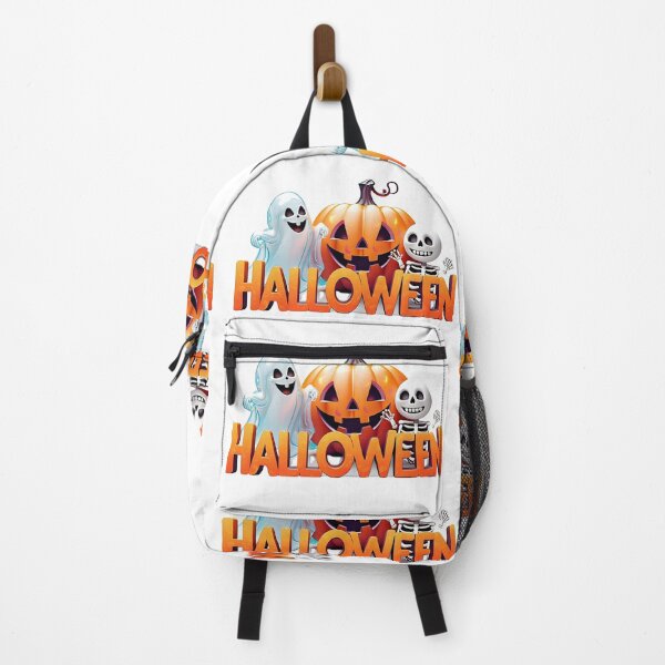 Item preview, Child dressed as ghost with skeleton costume standing outside Halloween night decoration with pumpkins designed and sold by PWDigitalArt.