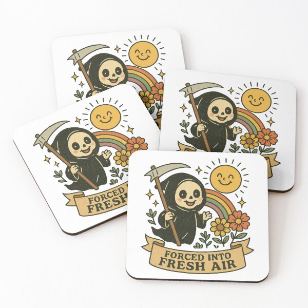 Item preview, Forced Into Fresh Air – Funny Grim Reaper Outdoors Rainbow Design for Introverts and Goths designed and sold by inkoutninja.