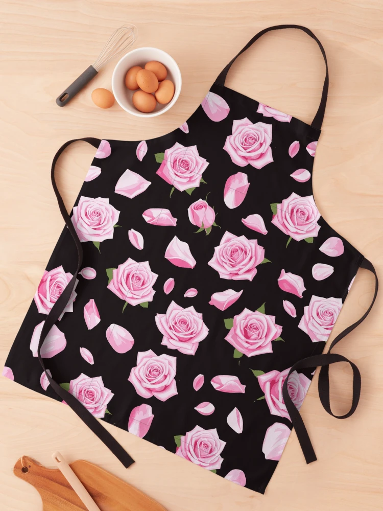 Elegant Pink and White Roses Apron