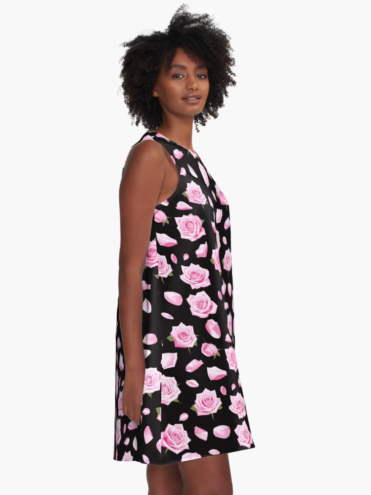 Elegant Pink and White Roses A-Line Dress image 2