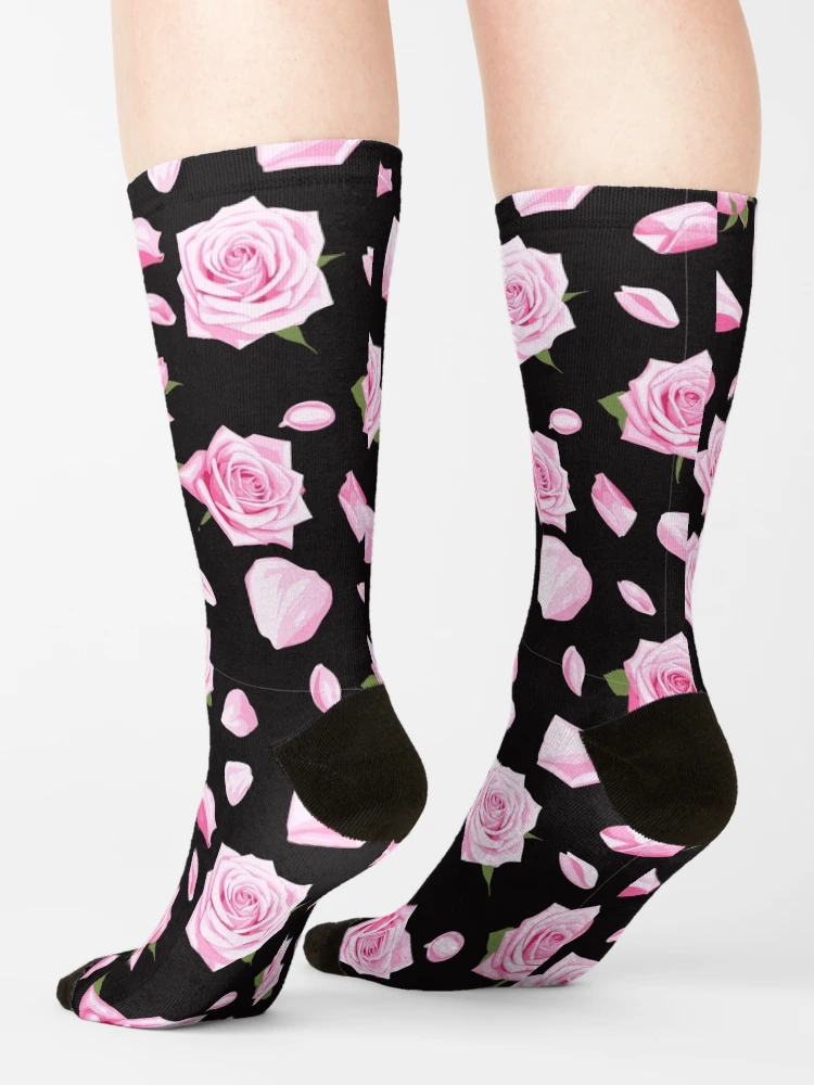 Elegant Pink and White Roses Socks