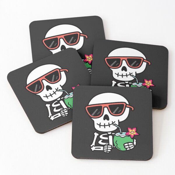 Item preview, Cute Summer Skeleton with Sunglasses and Coconut Drink – Funny Kawaii Cartoon Design designed and sold by ColorSplash123.
