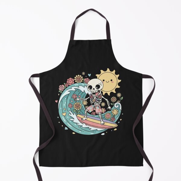 Item preview, Funny Skeleton Surfing with Roses and Sunflowers – Cute Kawaii Cartoon Design designed and sold by ColorSplash123.