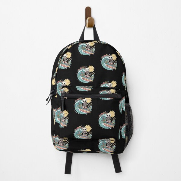 Item preview, Funny Skeleton Surfing with Roses and Sunflowers – Cute Kawaii Cartoon Design designed and sold by ColorSplash123.
