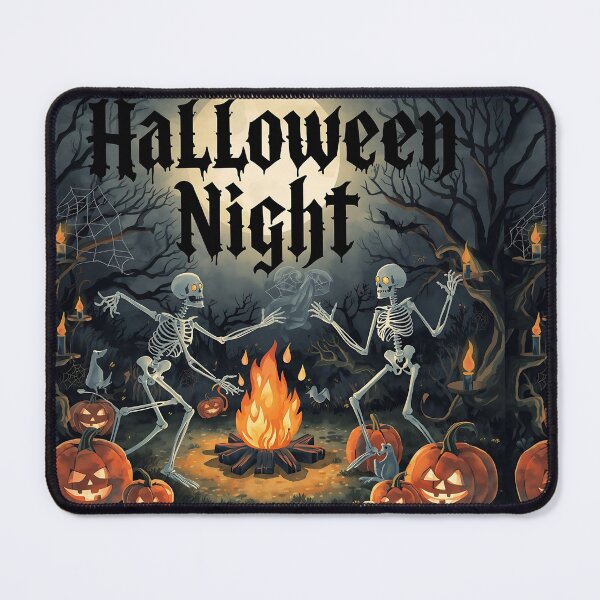 Item preview, Halloween, Skeletons dancing around a bonfire at night in a spooky forest. designed and sold by PWDigitalArt.