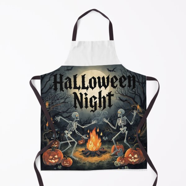 Item preview, Halloween, Skeletons dancing around a bonfire at night in a spooky forest. designed and sold by PWDigitalArt.