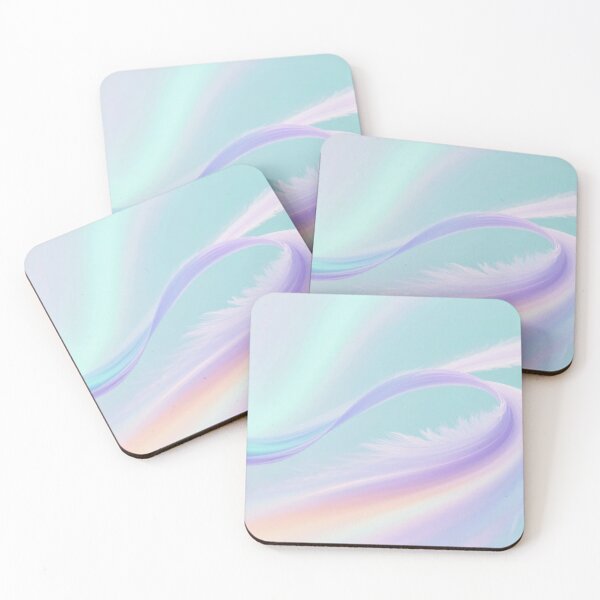 Item preview, Dreamy pastel feather-like flowing ribbons in turquoise lavender and peach creating soft airy ethereal abstract composition designed and sold by Mimoshi ⭐⭐⭐⭐⭐.