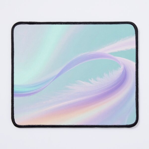 Item preview, Dreamy pastel feather-like flowing ribbons in turquoise lavender and peach creating soft airy ethereal abstract composition designed and sold by Mimoshi ⭐⭐⭐⭐⭐.