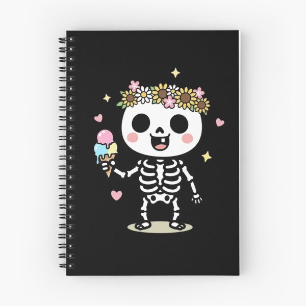 Item preview, Cute Skeleton with Flower Crown and Ice Cream – Kawaii Cartoon Summer Design designed and sold by ColorSplash123.