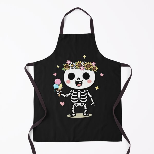 Item preview, Cute Skeleton with Flower Crown and Ice Cream – Kawaii Cartoon Summer Design designed and sold by ColorSplash123.