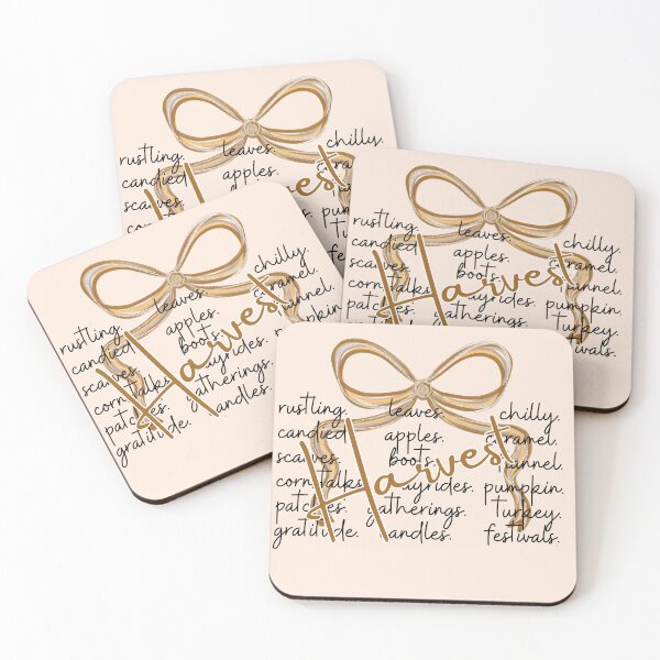 Item preview, Harvest Word Art – Minimal Fall Design with Autumn Keywords and Gold Ribbon Bow designed and sold by baucestudio.