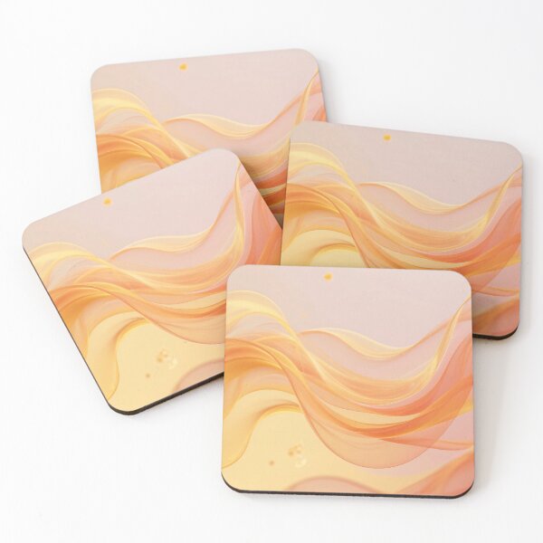 Item preview, Golden orange abstract flowing ribbons with smooth curves, soft transparent layers and warm glowing dreamy gradient background designed and sold by Mimoshi ⭐⭐⭐⭐⭐.