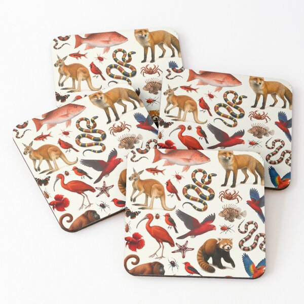 Item preview, Wild World in Red Retro Illustration Wildlife Chart designed and sold by kakarikihill.