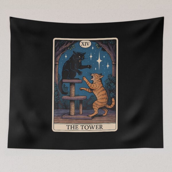 Item preview, The Tower Cat Tarot Card designed and sold by WalickiTwish.