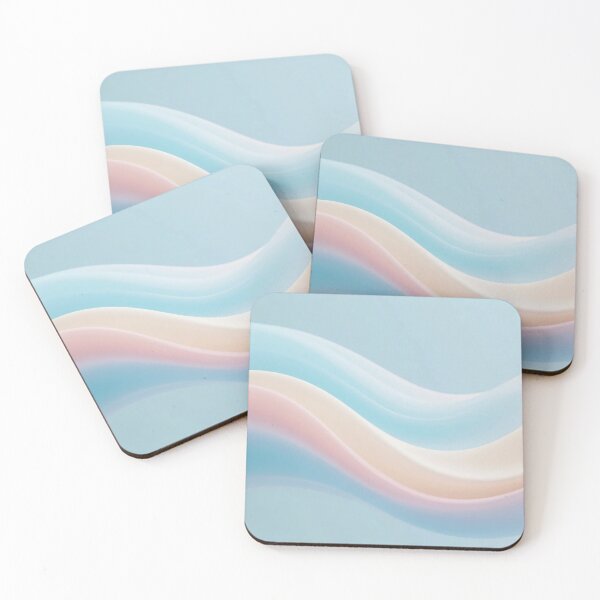 Item preview, Smooth pastel abstract waves in blue pink and cream tones with soft flowing curves and gentle gradient designed and sold by Mimoshi ⭐⭐⭐⭐⭐.