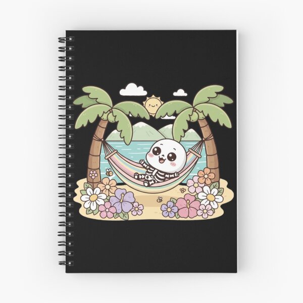 Item preview, Cute Skeleton Chilling in Hammock with Flowers – Kawaii Summer Cartoon Design designed and sold by ColorSplash123.