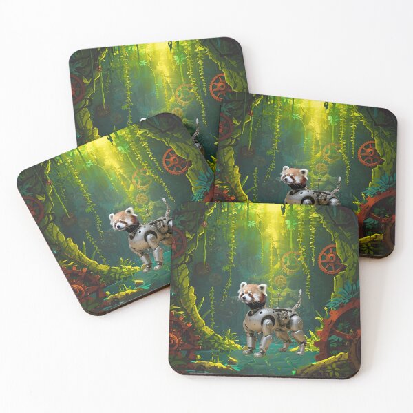 Item preview, Steampunk Cyborg Red Panda – Mechanical Red Panda Illustration designed and sold by WildPawPrint.
