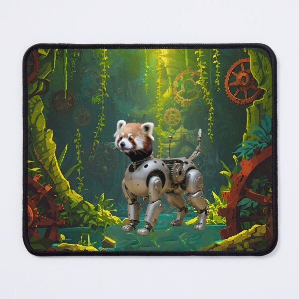 Item preview, Steampunk Cyborg Red Panda – Mechanical Red Panda Illustration designed and sold by WildPawPrint.