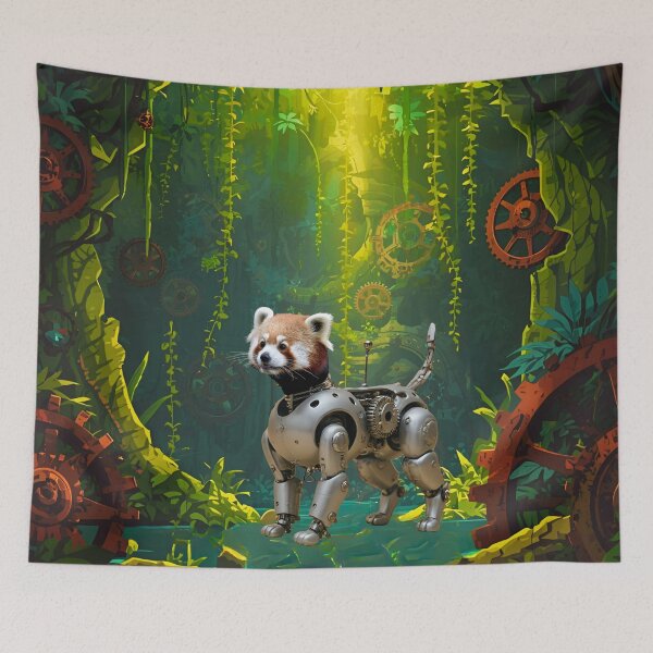 Item preview, Steampunk Cyborg Red Panda – Mechanical Red Panda Illustration designed and sold by WildPawPrint.