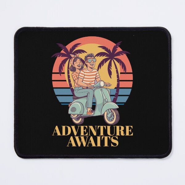 Item preview, Adventure Awaits Retro Sunset Scooter Ride Couple designed and sold by PrintMastery.