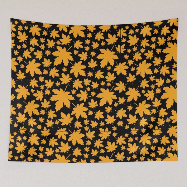 Item preview, Autumn Yellow Maple Leaves on Black Background Throw Pillow - Fall Decor for Cozy Spaces designed and sold by FestivityFinds.