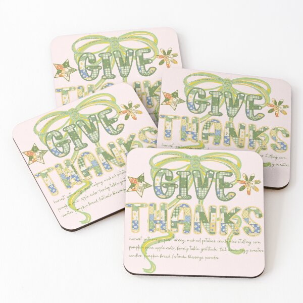 Item preview, Give Thanks Patchwork Design – Cozy Thanksgiving Word Art with Fall Colors & Gratitude Vibes designed and sold by baucestudio.