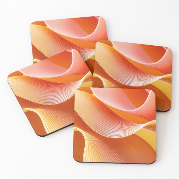 Item preview, Vibrant orange and yellow curved abstract ribbons with fine textured lines and smooth flowing wave motion design designed and sold by Mimoshi ⭐⭐⭐⭐⭐.