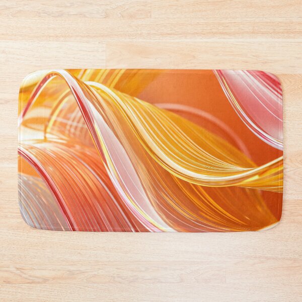 Item preview, Vivid orange and yellow glossy flowing ribbons with curved reflective lines and smooth abstract wave motion design designed and sold by Mimoshi ⭐⭐⭐⭐⭐.